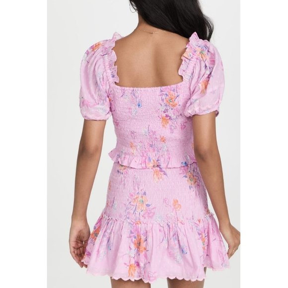LoveShackFancy Jarrah Mini Dress in Royal Pink Berry - Picture 3 of 16